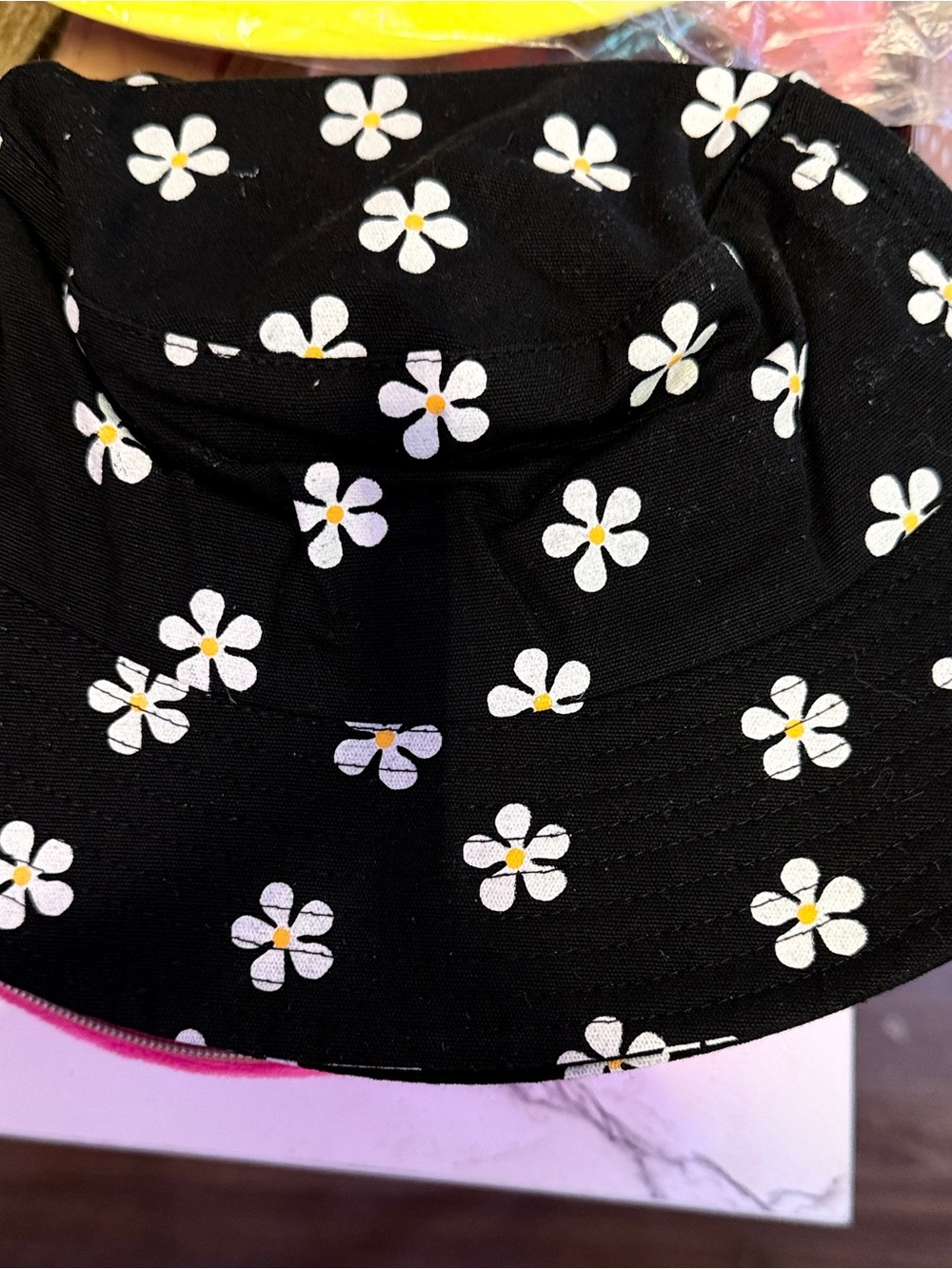 Black Floral Daisy Bucket Hat